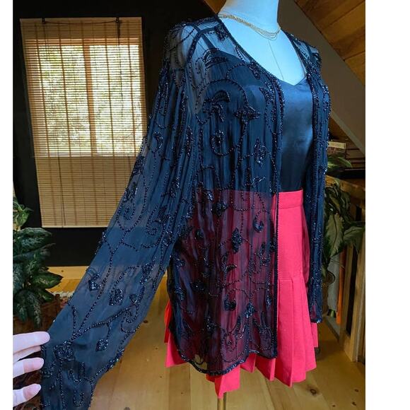 Vintage sequins sheer black jacket - Picture 3 of 4